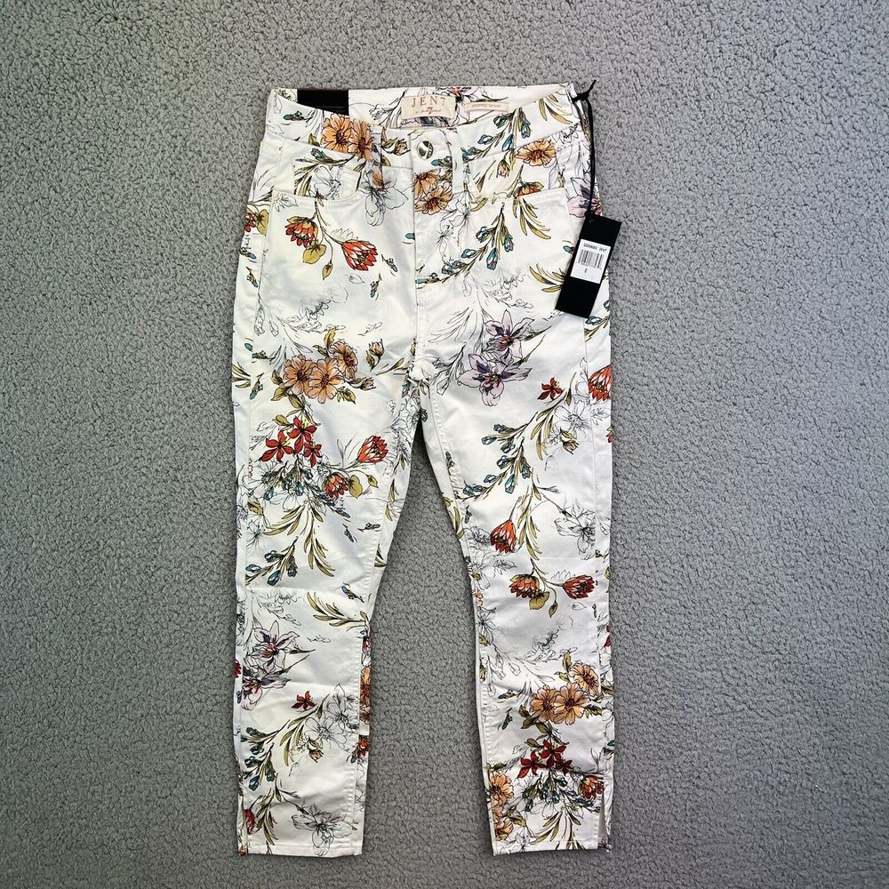 Jen 7 by 7 for‎ All Mankind Floral Print Denim Jeans Cropped Skinny Size 0 NEW - Picture 8 of 9